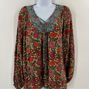 Bohemian Floral V-Neck Blouse